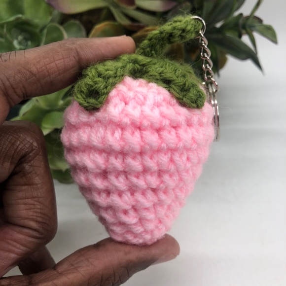 Juicy Crochet Strawberry Plush Keychain | Berry Bag Flair 🍓 Farm Fresh Vibes - Picture 6 of 15